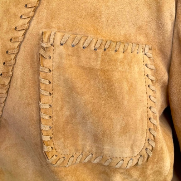 RALPH LAUREN Suede Whip Stitch Leather Western Jacket Silver Turquoise Buttons M - Picture 7 of 15